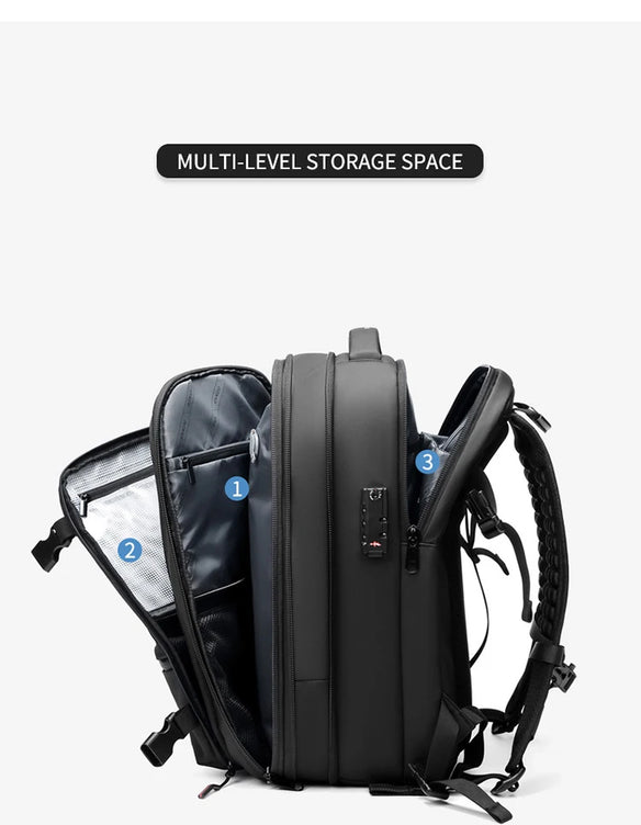 Water-resistant vacuum compression backpack.